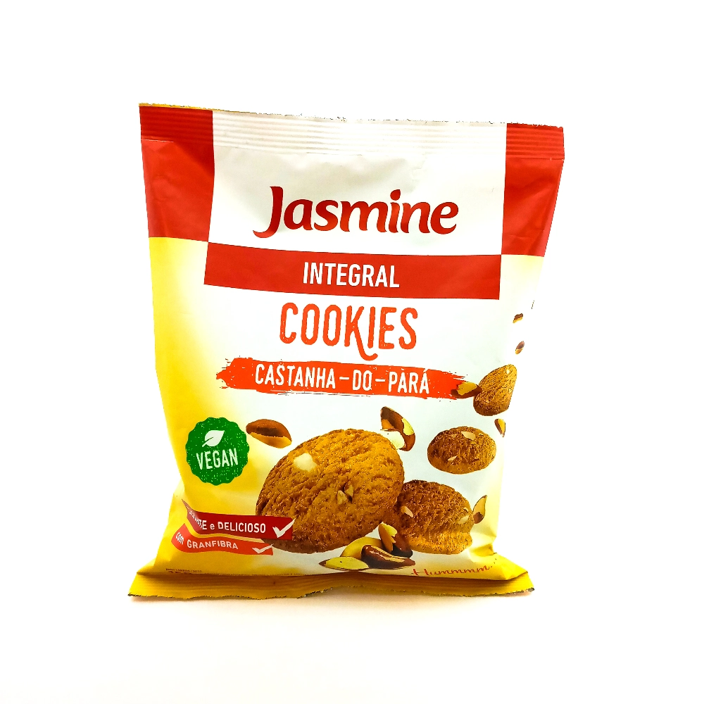 Biscoito Cookie Vegano Integral Castanha Do Pará Jasmine Pacote 120g