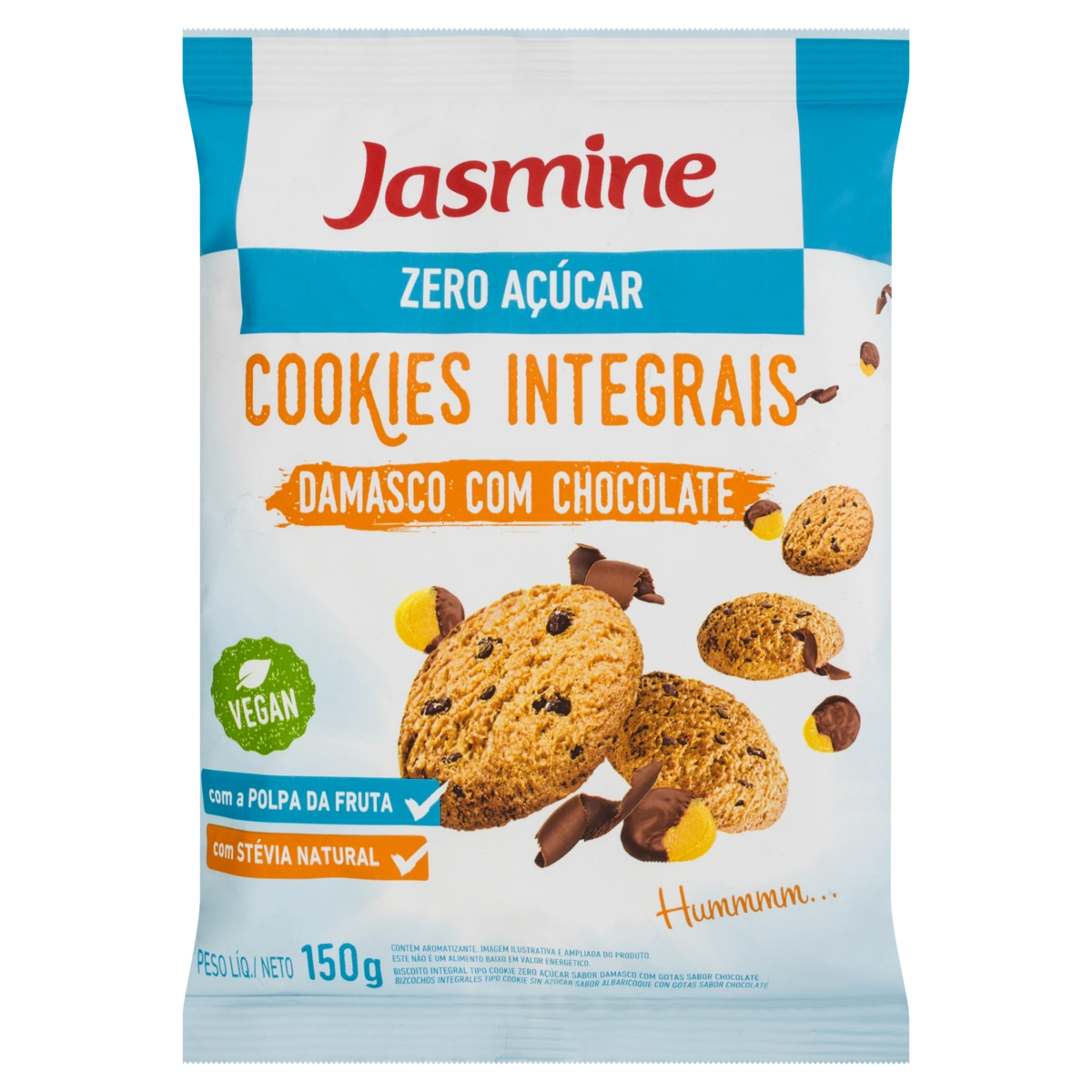 Biscoito Cookie Vegano Integral Damasco Com Chocolate Zero Açúcar Jasmine Pacote 120g