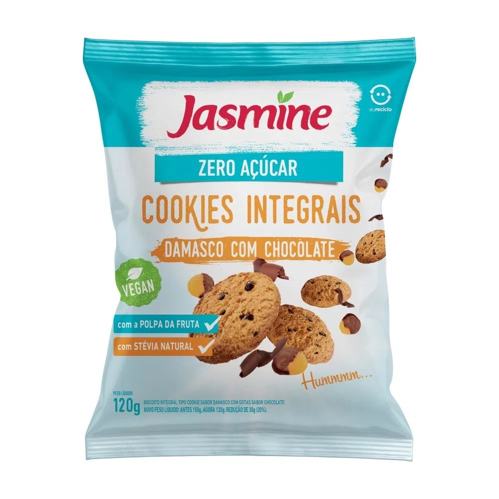 Biscoito Cookie Vegano Integral Ameixa E Coco Zero Açúcar Jasmine Pacote 120g