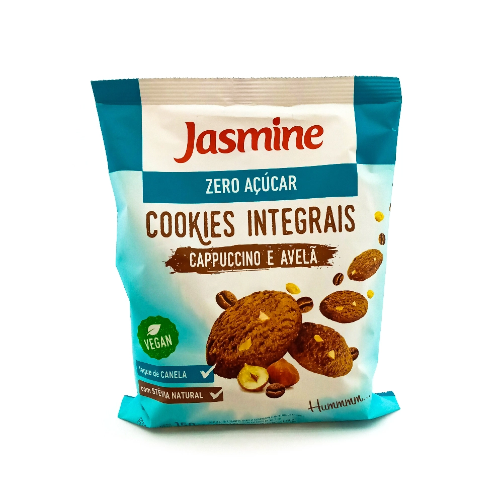Biscoito Cookie Vegano Integral Cappuccino E Avelã Zero Açúcar Jasmine Pacote 120g