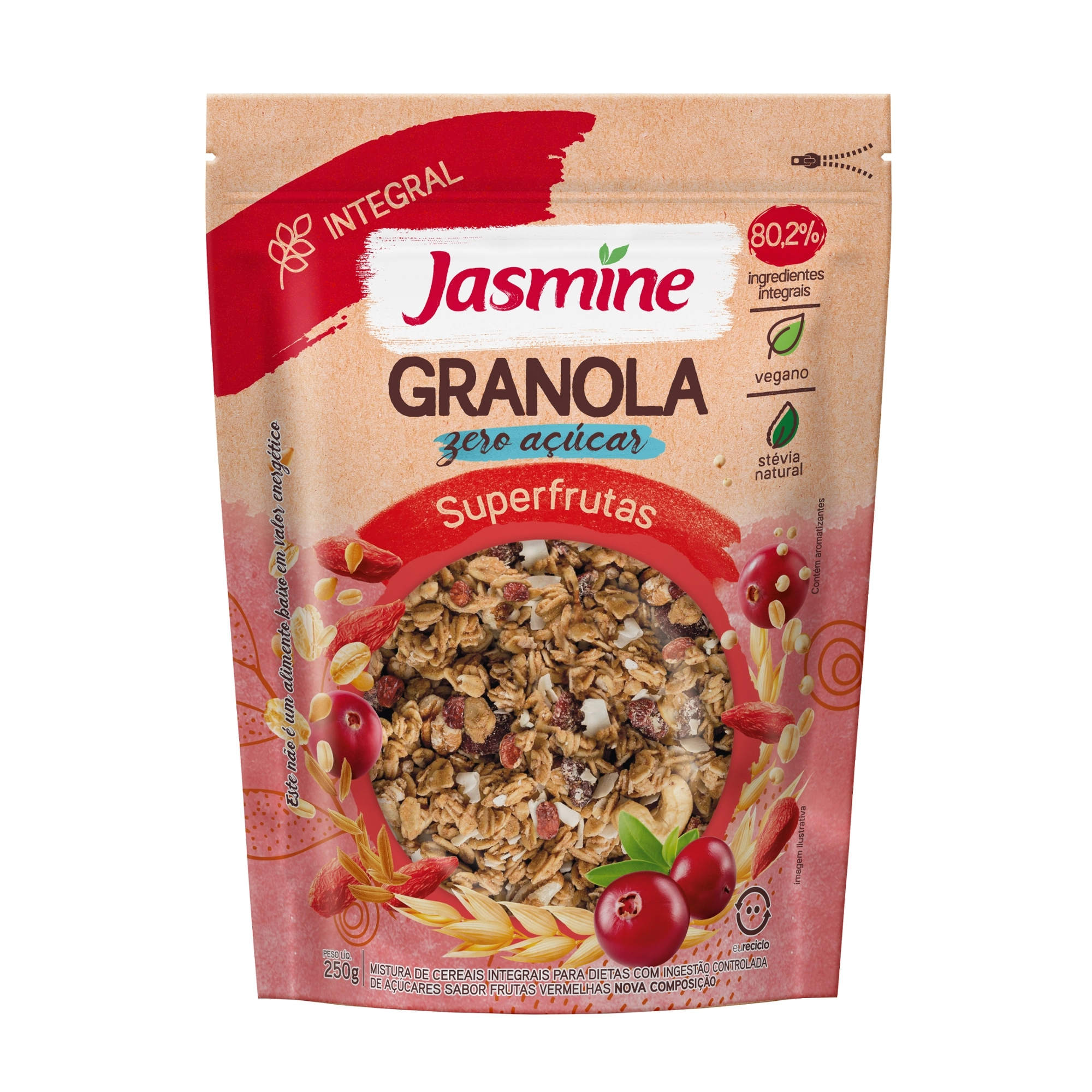 Granola Integral Superfrutas Zero Açúcar Jasmine Pouch 250g