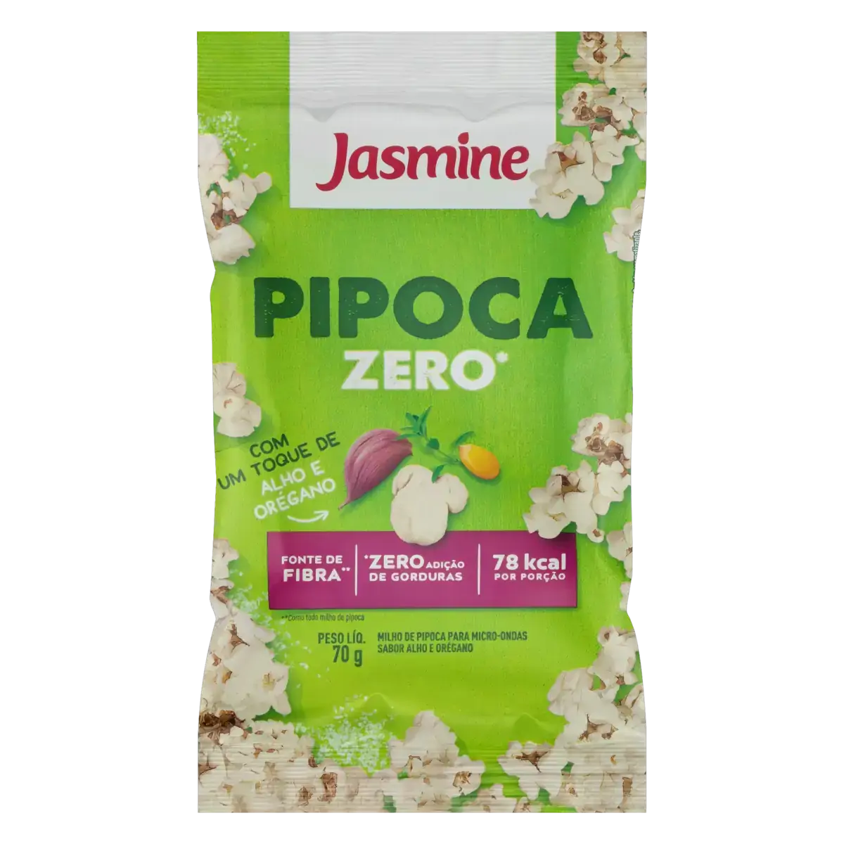 Pipoca Para Micro Ondas Alho E Orégano Jasmine Pacote 70g
