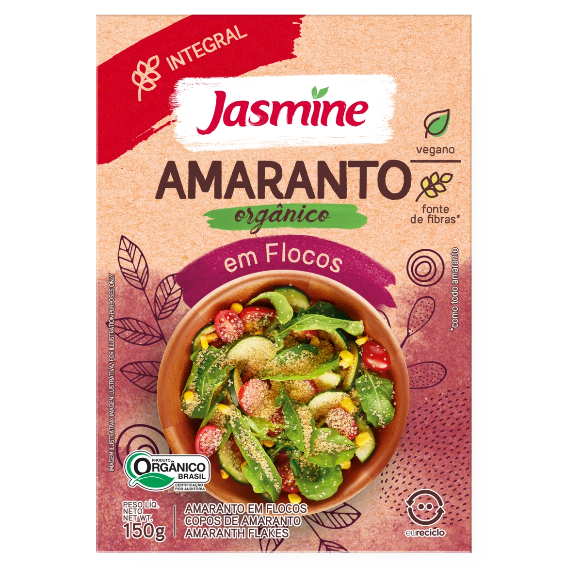 Flocos De Amaranto Integral Orgânico Jasmine Caixa 150g