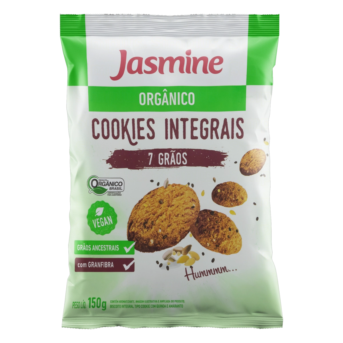 Biscoito Cookie Vegano Integral Orgânico 7 Grãos Jasmine Pacote 120g