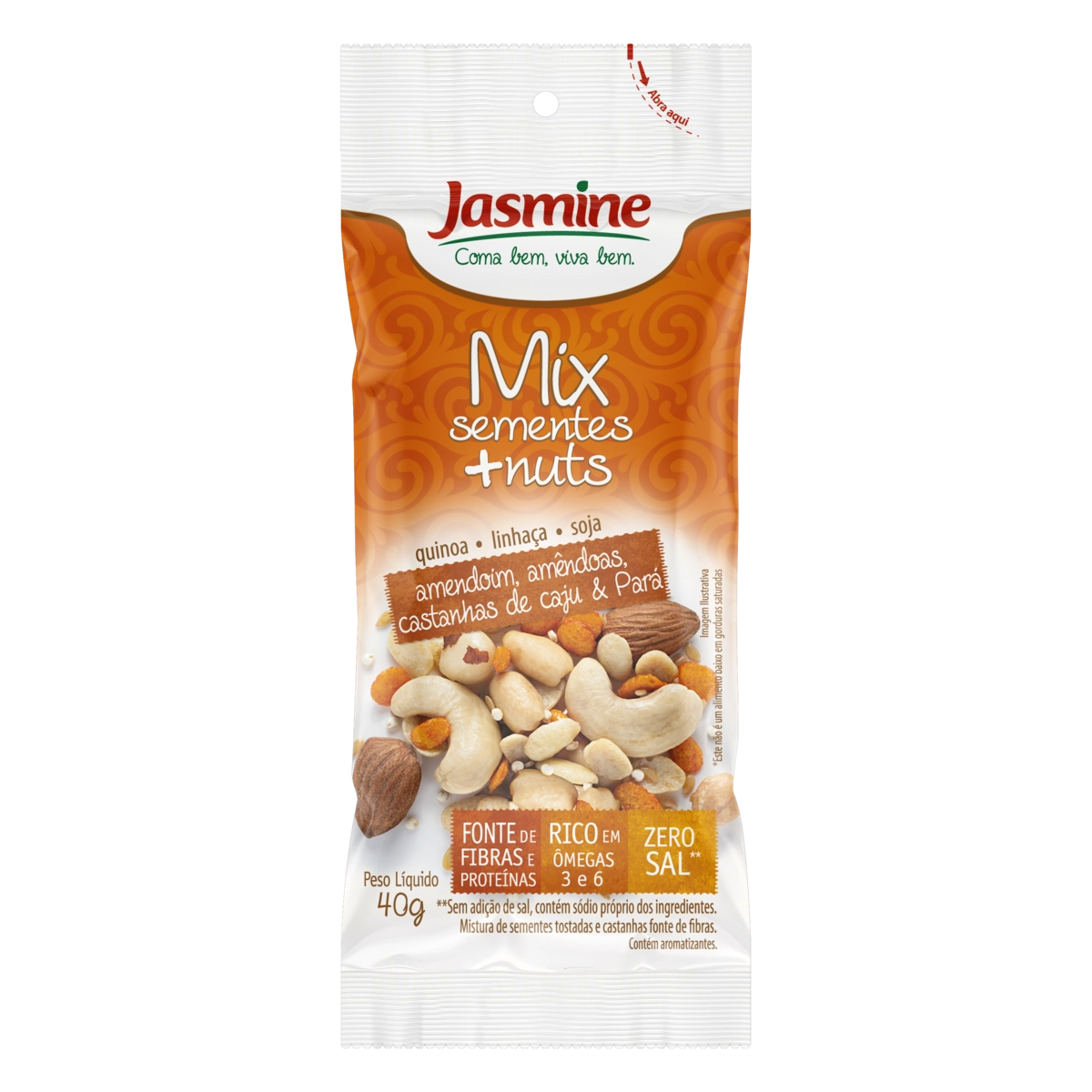Mix De Sementes E Nuts Jasmine Pacote 40g