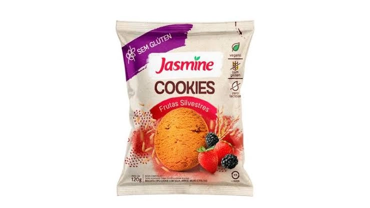 Biscoito Cookie Vegano Frutas Silvestres Sem Glúten Jasmine Pacote 120g