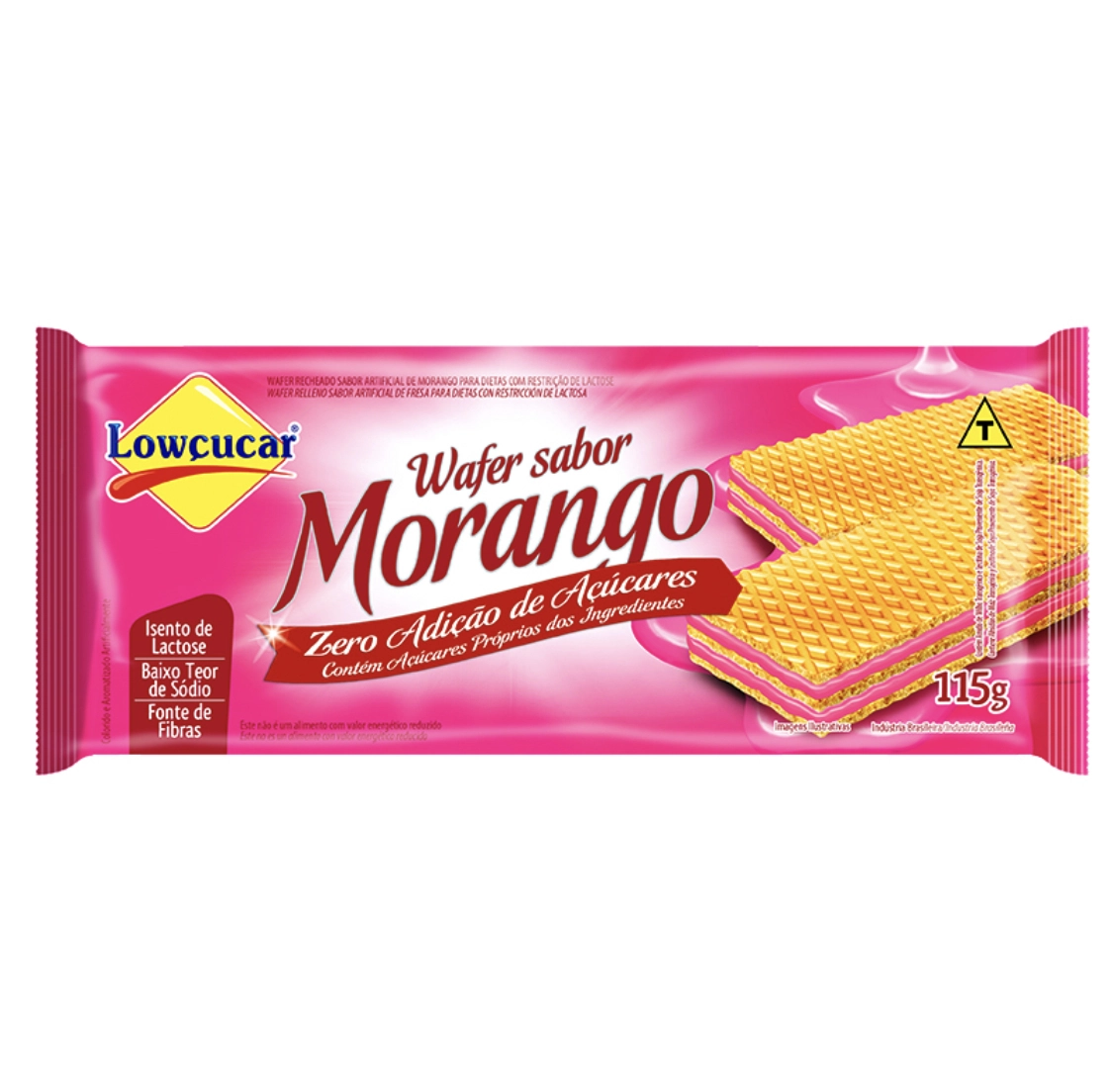 Biscoito Wafer Recheio Morango Zero Lactose Lowçucar Pacote 115g