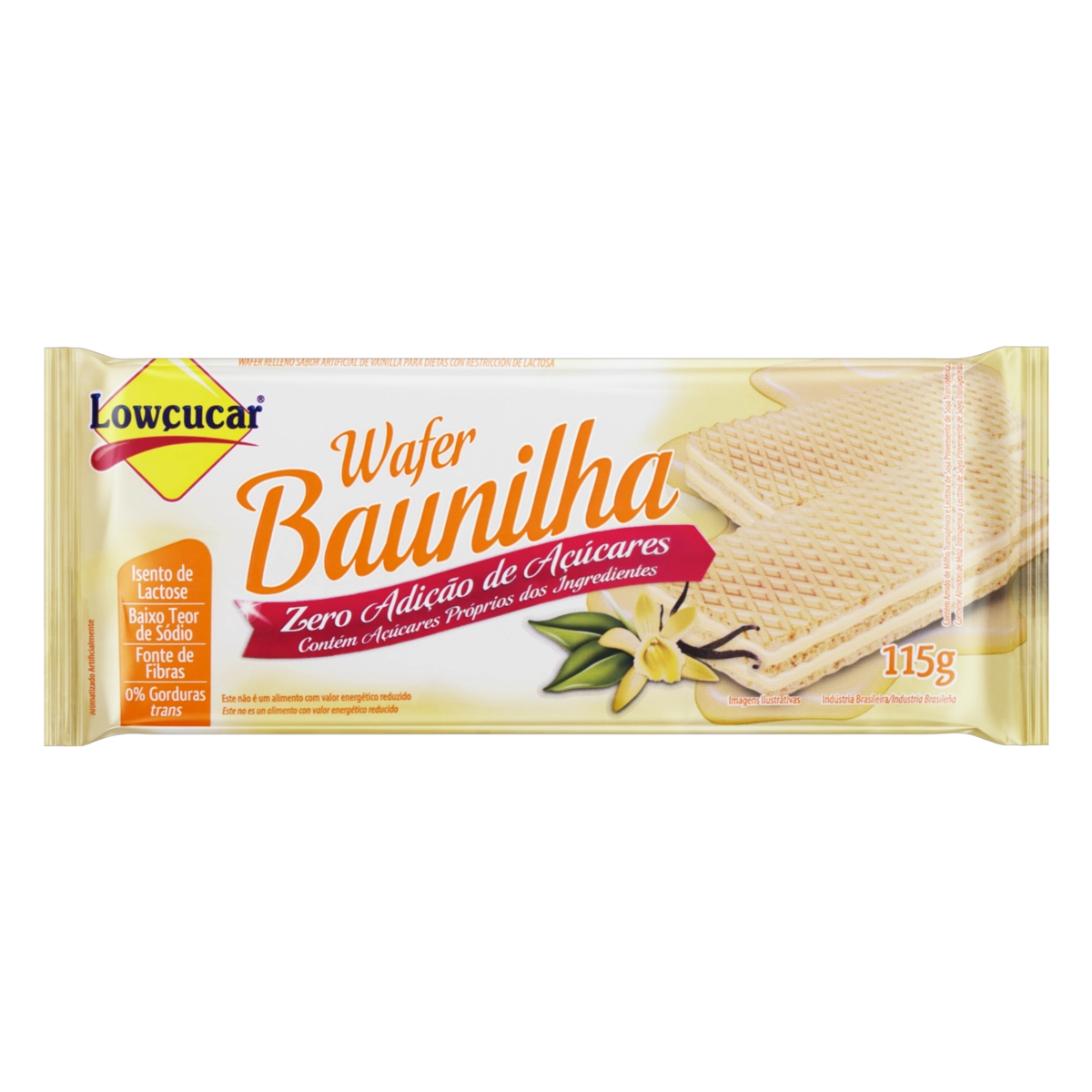 Biscoito Wafer Recheio Baunilha Zero Lactose Lowçucar Pacote 115g