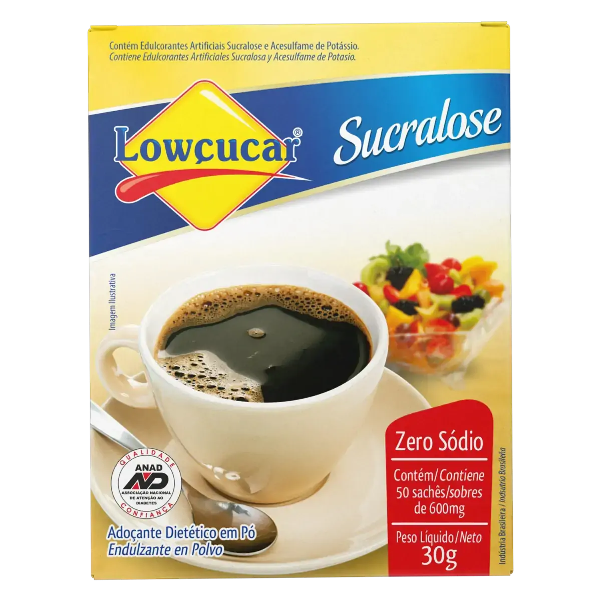 Adoçante Em Pó Sucralose Lowçucar Caixa 25g 50 Unidades
