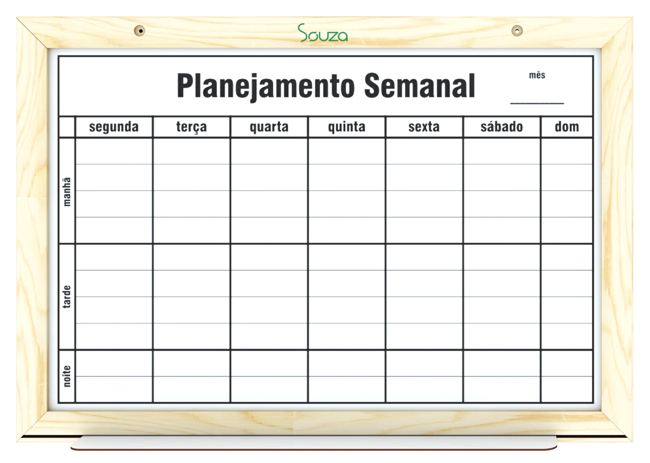 Quadro Bco Madeira Pinus Planej Semanal 60x40cm 1126 Souza