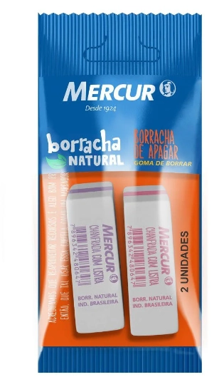 Borracha Mercur Chanfrada Com Listra Blister R.b Atacado Cartela C/2 Mercur