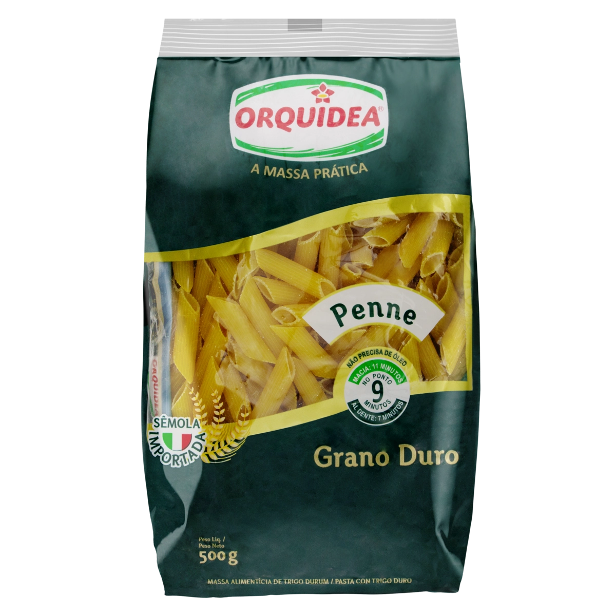 Macarrão De Sêmola De Trigo Grano Duro Penne Orquídea Pacote 500g