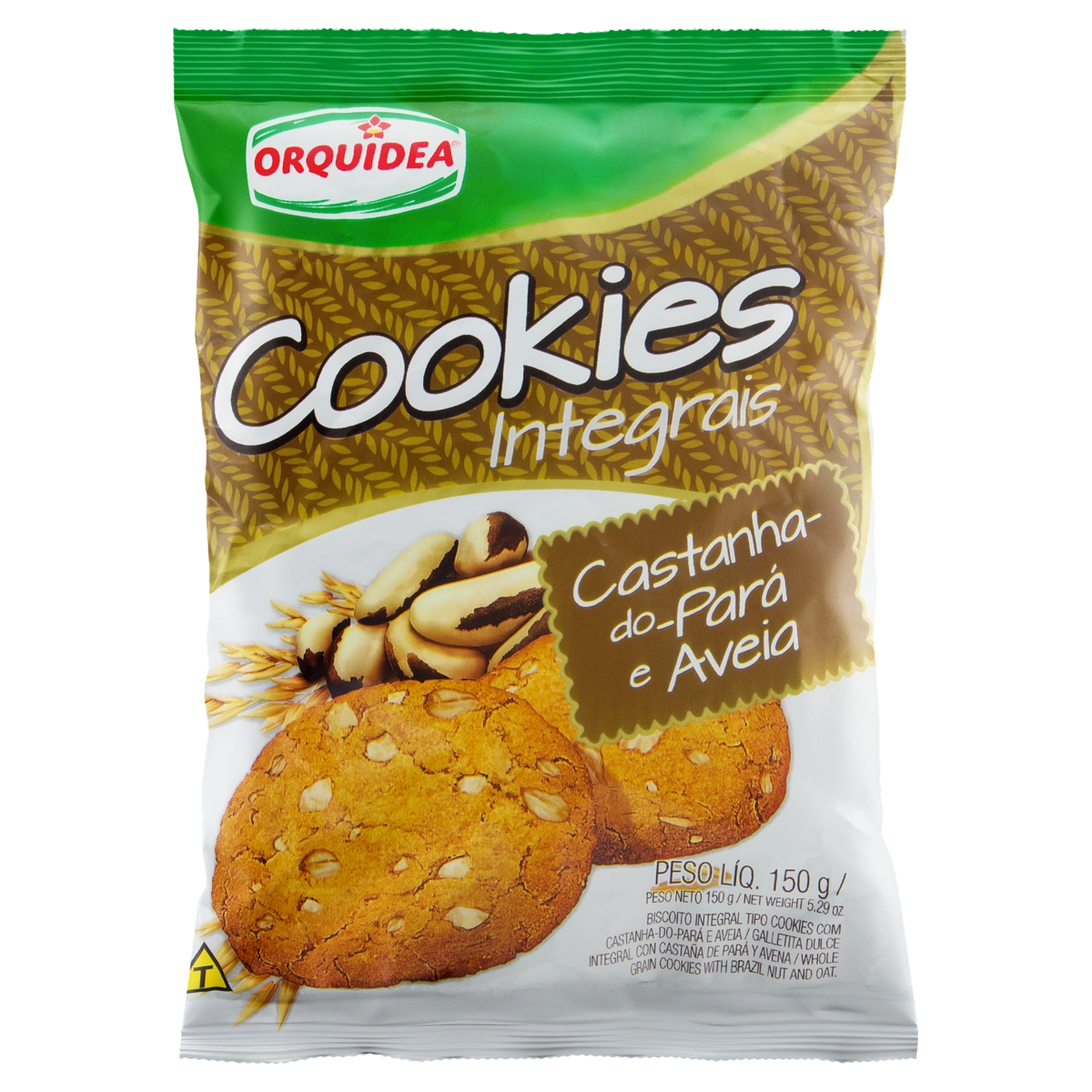 Biscoito Cookie Integral Castanha Do Pará E Aveia Orquídea Pacote 150g