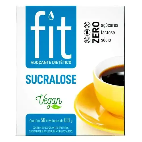 Adoçante Fit Sucralose Com Stevia Sachês De Com 50 Envelopes