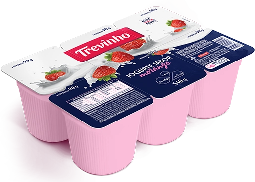 Iogurte Parcialmente Desnatado Morango Trevo Bandeja 480g 6 Unidades