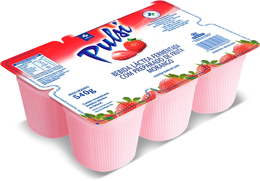Bebida Láctea Fermentada Morango Pulsi Bandeja 480g 6 Unidades