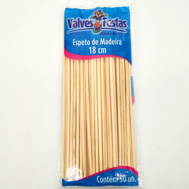 Espeto De Madeira Valves Festas 18cmx50u