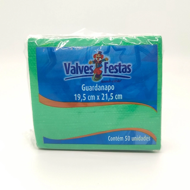 Guardanapo Valves Festas Verde 19,5/21,5cm Contém 50 Unidades