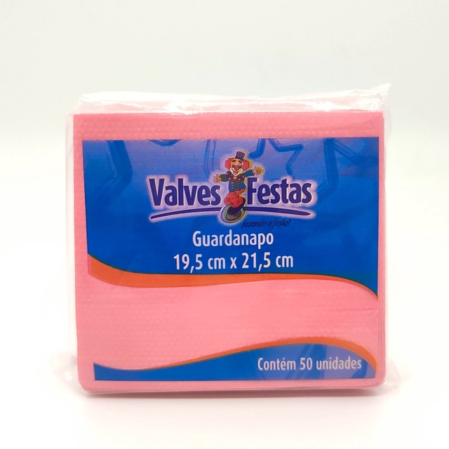 Guardanapo Valves Festas Rosa 19,5/21,5cm Contém 50 Unidades