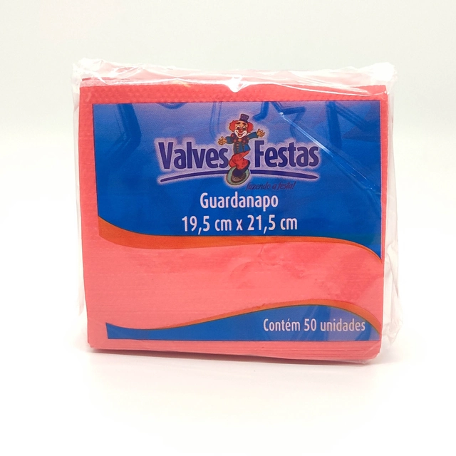 Guardanapo Valves Festas Vermelho 19,5/21,5cm Contém 50 Unidades