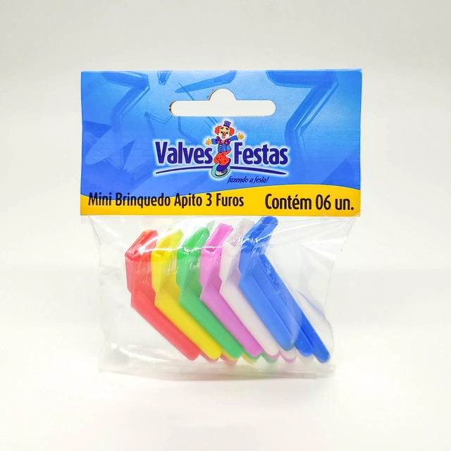 Mini Brinquedo Apito 3 Furos Valves Festas 6u