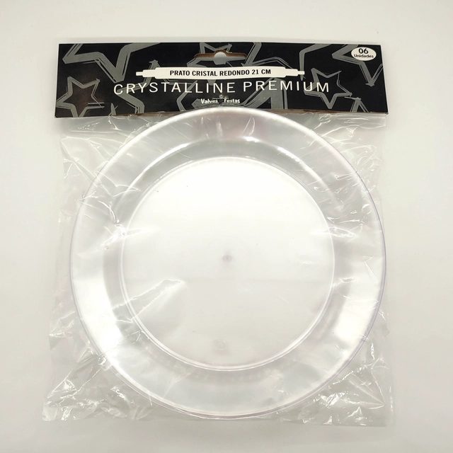 Prato Cristal Valves Festas Redondo 21cm Contém 06 Unidades