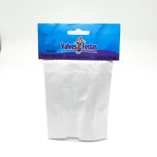 Saco Para Hamburguer Valves Festas 9x10,5cm 50u