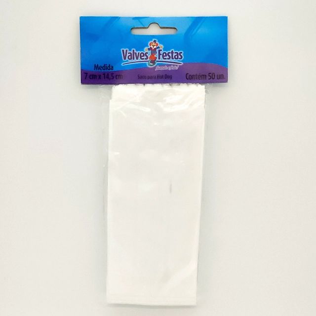 Saco Para Hot Dog Valves Festas 7x14,5cm 50u