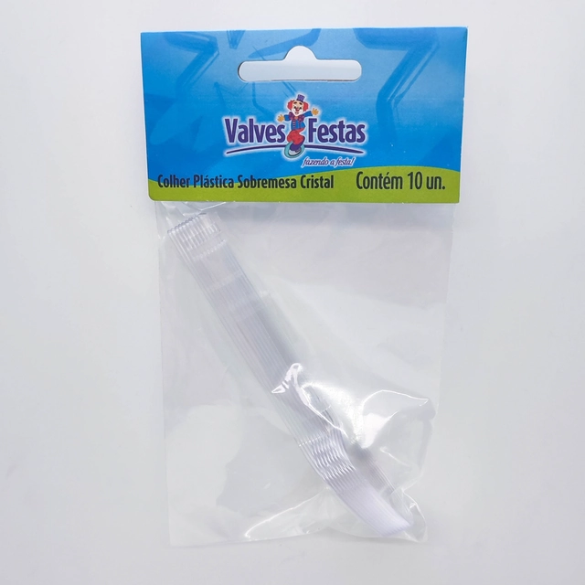 Colher Plástica Sobremesa Valves Festas Cristal 10u