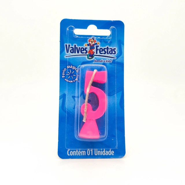 Vela De Aniversário N° 5 Rosa Valves Festas Contém 1 Unidade
