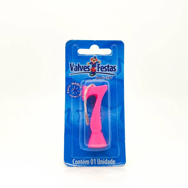 Vela De Aniversário N° 7 Rosa Valves Festas Contém 1 Unidade
