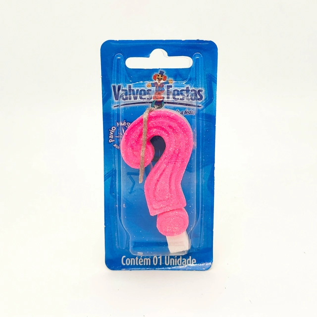 Vela De Aniversário Interrogação Glitter Rosa Valves Festas Contém 1 Unidade