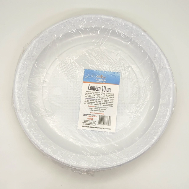 Prato Plástico Valves Festas Branco 25cm Contém 10 Unidades