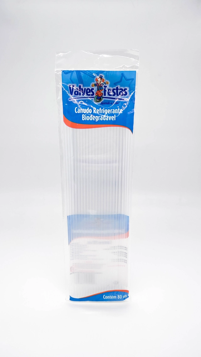 Canudo Refrigerante Biodegradável Valves Festas 80u