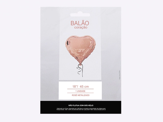 Balao Valves Tematico Coracao Rose Gold