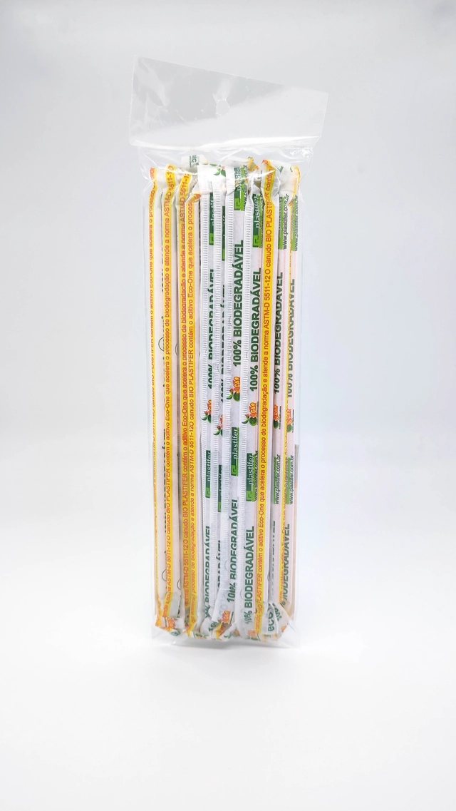 Canudo Vitamina Biodegradável Valves Festas 40u