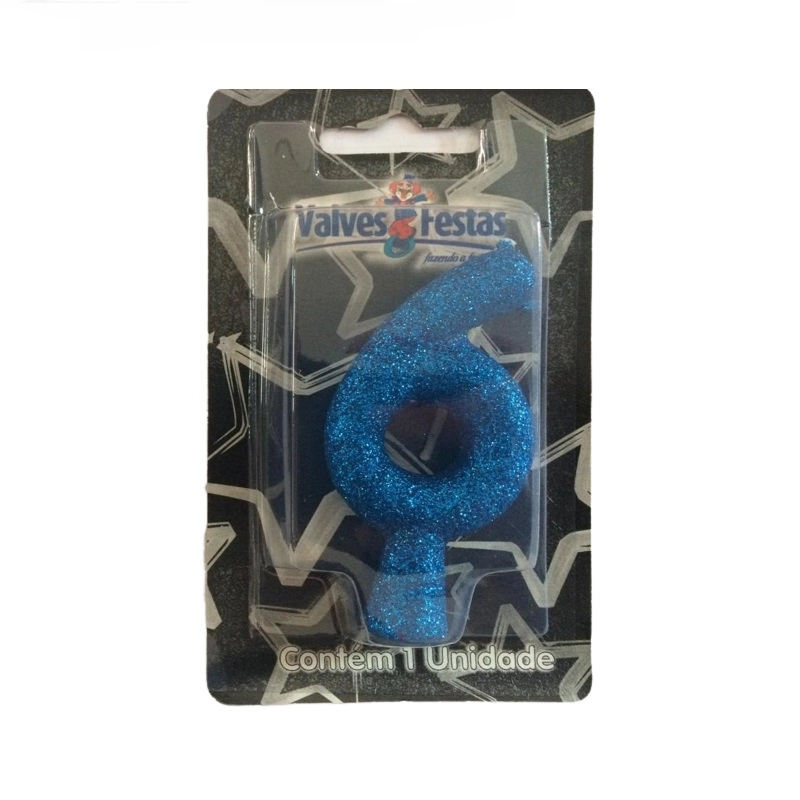 Vela Super Gliter Azul N6