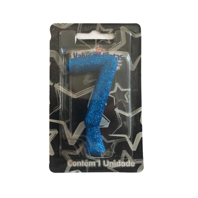 Vela Gliter Azul Valves Festas N7 1un