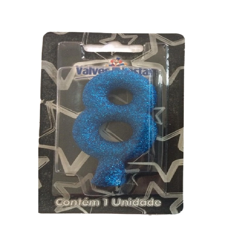 Vela Gliter Azul Valves Festas N8 1un