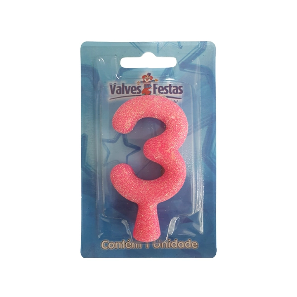 Vela Super Numero Rosa N 03