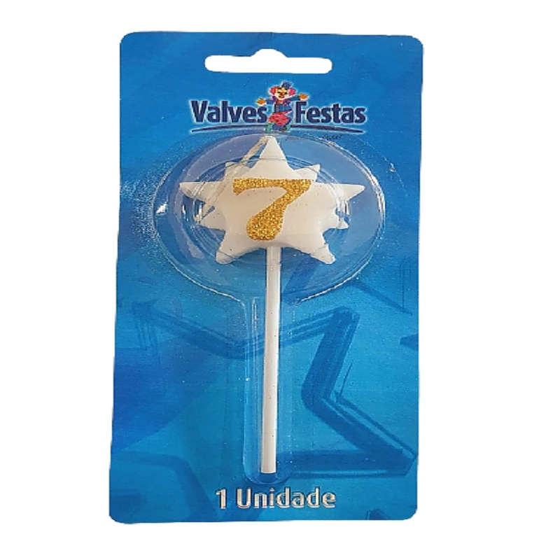 Vela Aniversario Valves Festas Super Star Ouro N 7