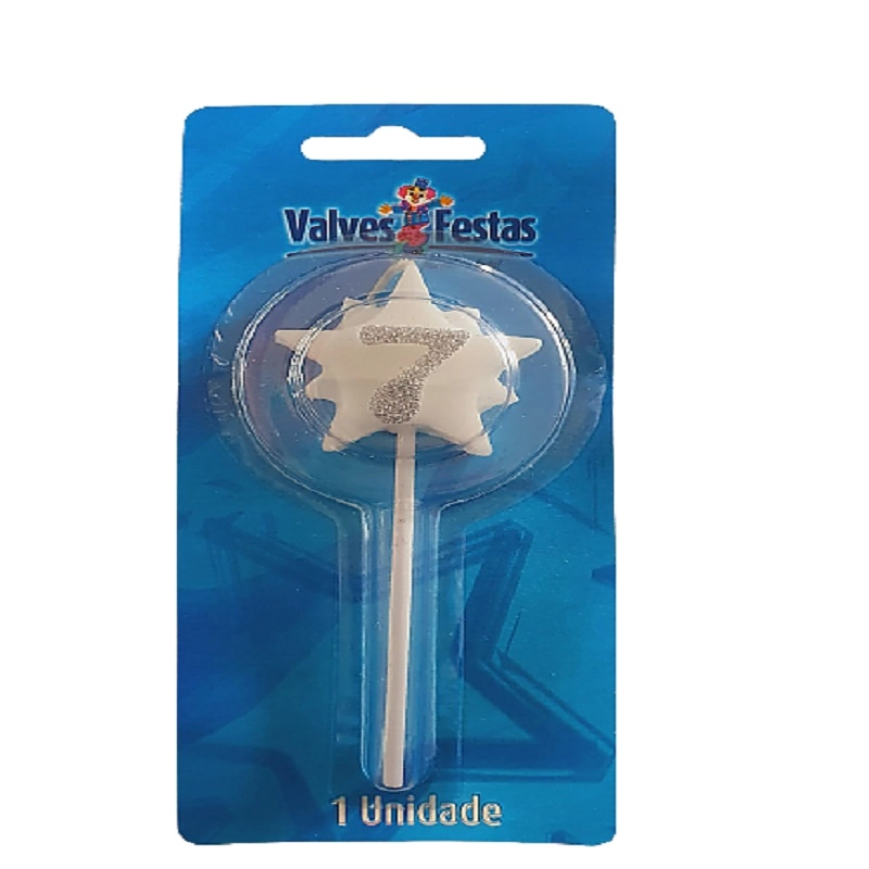Vela Aniversario Valves Festas Super Star Prata N 7