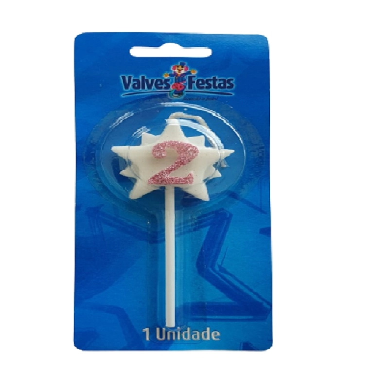Vela Aniversario Valves Festas Super Star Rosa N 2