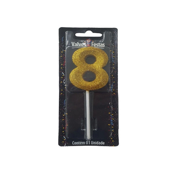 Vela De Palito Com Glitter Ouro N 8 Festlar