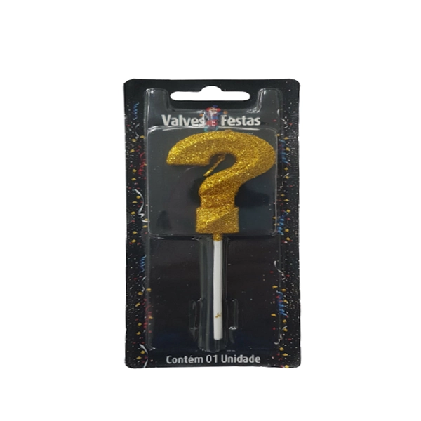 Vela Palito Interrogacao Ouro