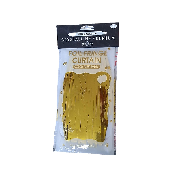 Cortina Valves Festas Metalizada Dourada Un