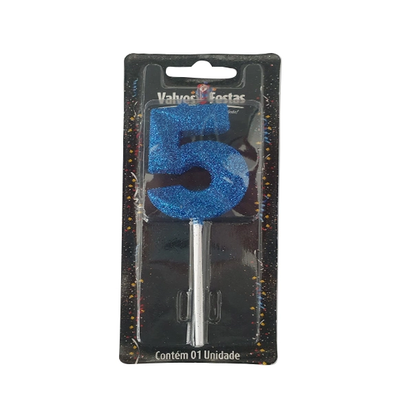 Vela Valves Festas Palito Slim Candy Azul N¿ 5 Un