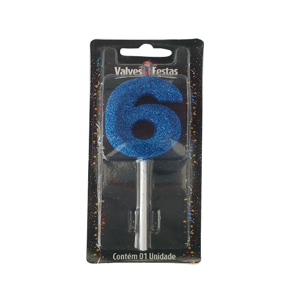 Vela Valves Festas Palito Slim Candy Azul N¿ 6 Un
