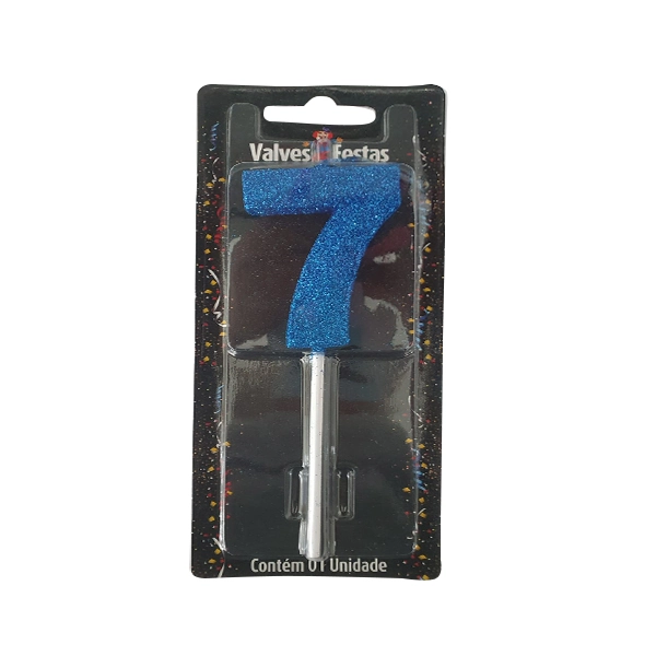 Vela Valves Festas Palito Slim Candy Azul N¿ 7 Un