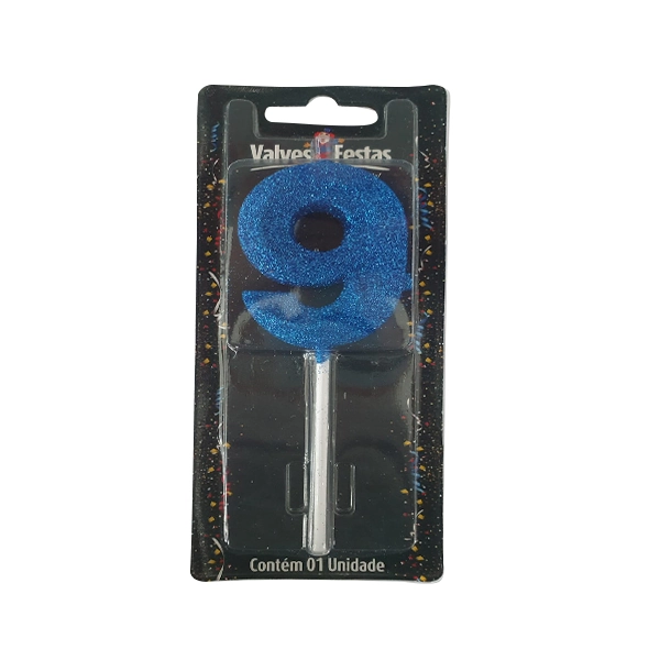 Vela Valves Festas Palito Slim Candy Azul N¿ 9 Un